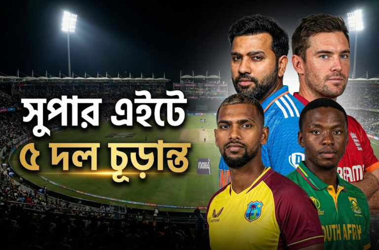 ২০২৬ টি-টোয়েন্টি বিশ্বকাপ: সুপার এইটে ৫ দল চূড়ান্ত, লড়াইয়ে পাকিস্তান-নিউজিল্যান্ড