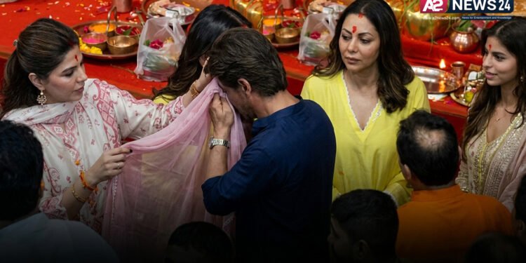 লালবাগচা রাজায় পূজার ওড়নায় মুখ মুছলেন শাহরুখ: ভাইরাল মিষ্টি মুহূর্ত